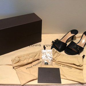 Black LV slip on sandels